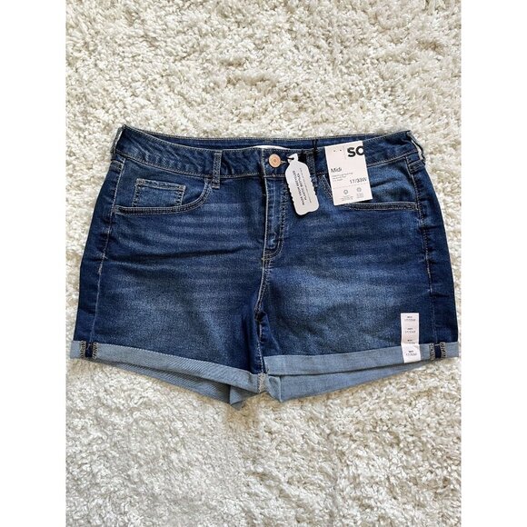 SO NWT Midi Denim Shorts Size 17 33 Waist - Picture 1 of 5